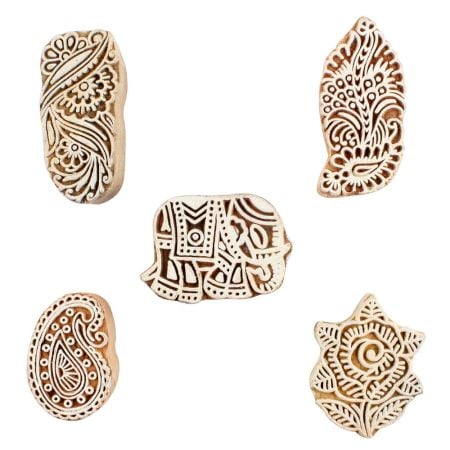 Set of 5 Piece New Mix Wooden Printing Blocks